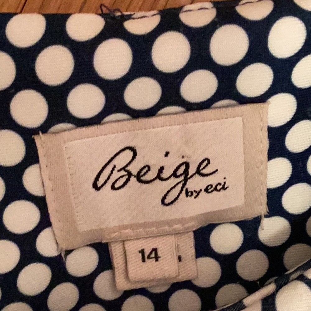 Beige by eci Navy and White Polka Dot Sheath Dress - Picture 7 of 11